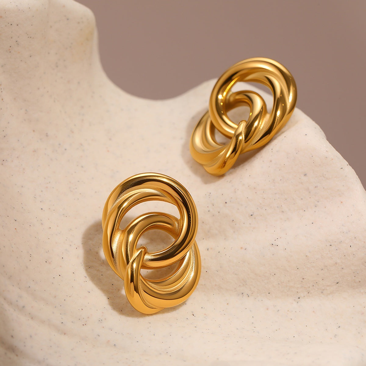 Minimalist Twisted Geometric Gold Earrings