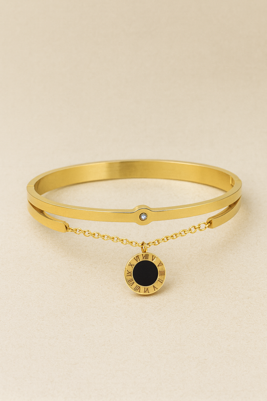 Roman Sunburst Charm Bracelet- Gold Plated