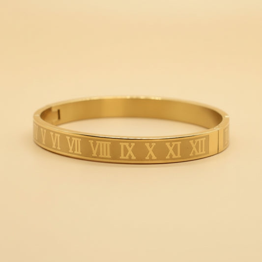 Roman Numeral Classic Bangle Bracelet – 18K Gold / Silver / Black