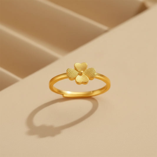 18K Gold-Plated Four-Leaf Clover Adjustable Ring