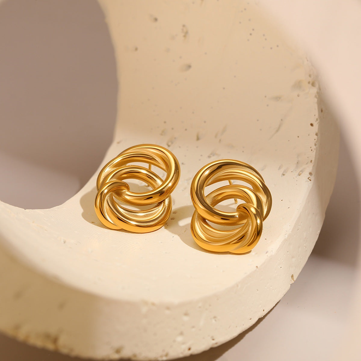Minimalist Twisted Geometric Gold Earrings