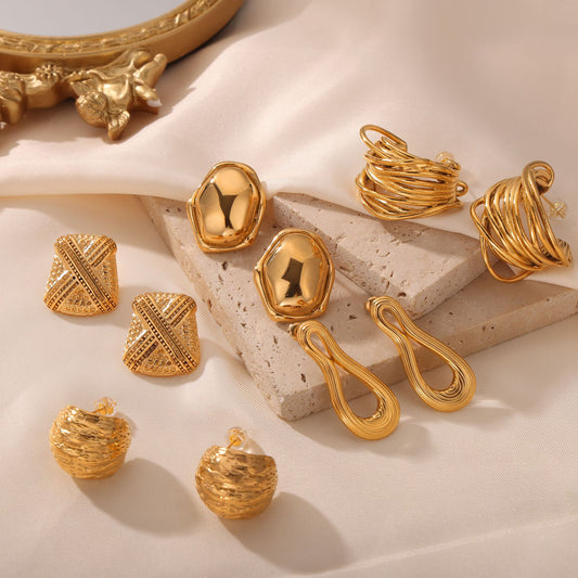 Textured Gold Statement Earrings — Multi-Design Collection