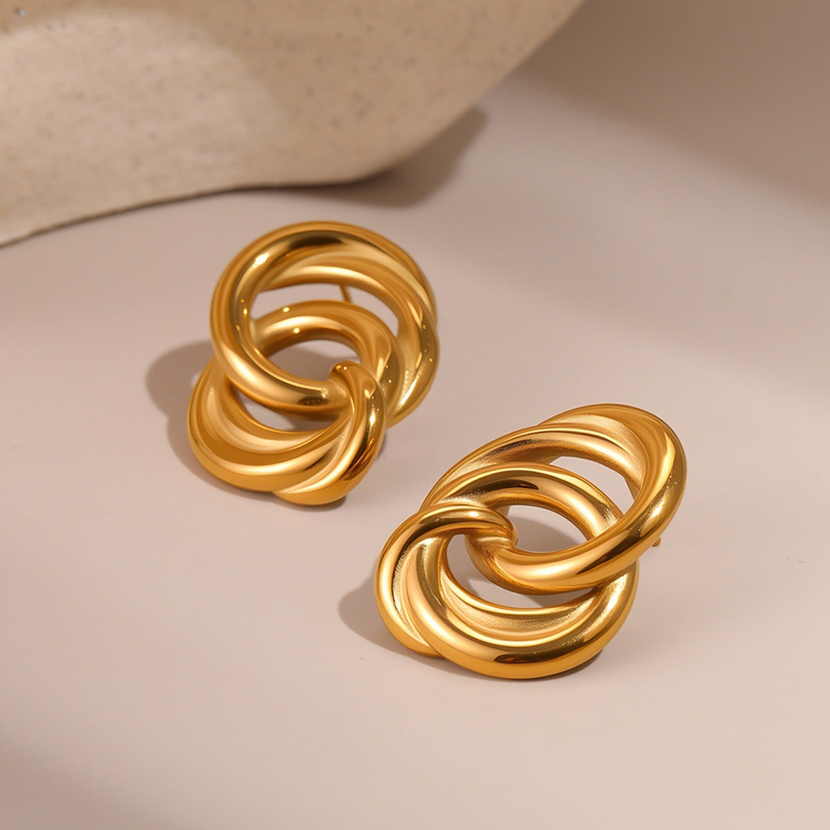 Minimalist Twisted Geometric Gold Earrings