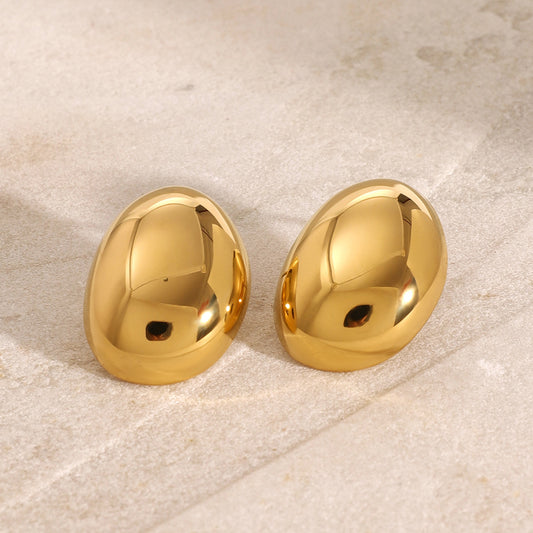 18K Gold-Plated Dome Stainless Steel Earrings