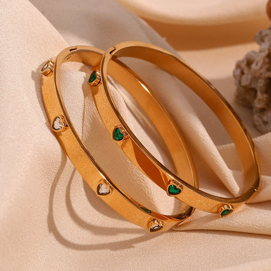 Fashion Special-interest Stainless Steel Micro-inlaid Peach Heart Bracelet For Women