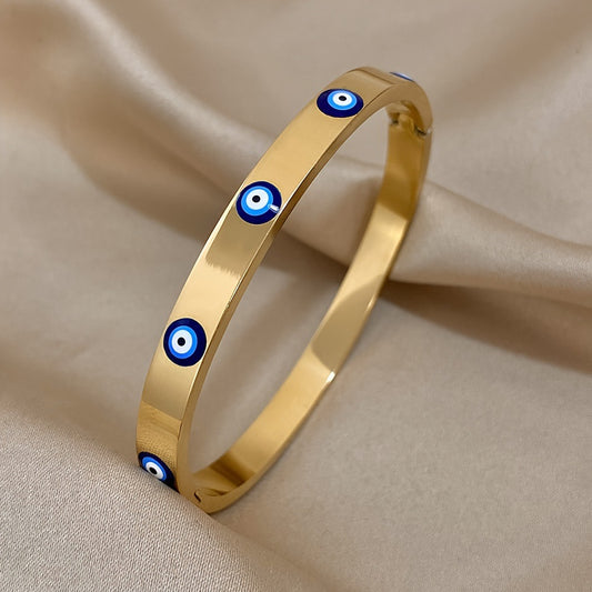 Women’s Gold-Plated Stainless Steel Evil Eye Protection Bracelet