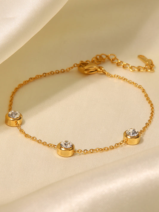18K Gold Plated Minimalist Zircon Charm Bracelet