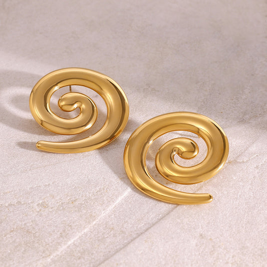 18K Gold Plated Spiral Threaded Earrings